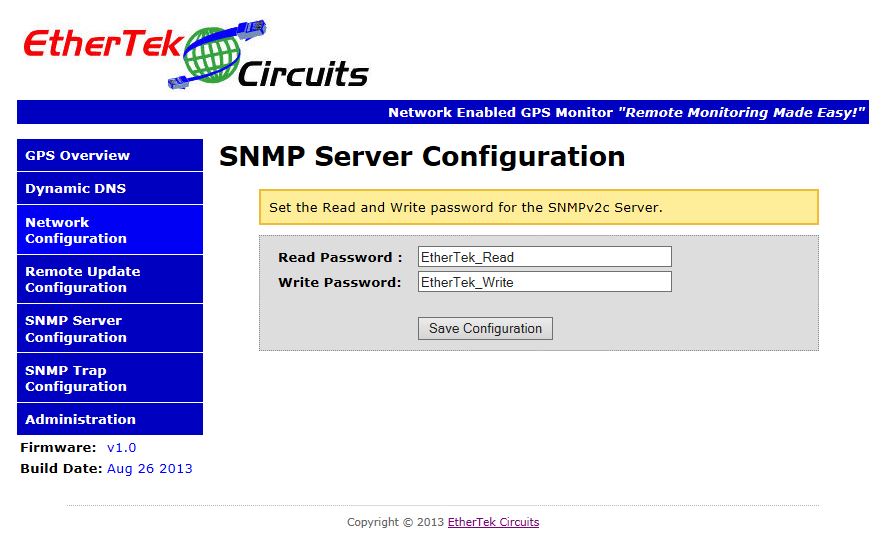 SNMP Setup screen.